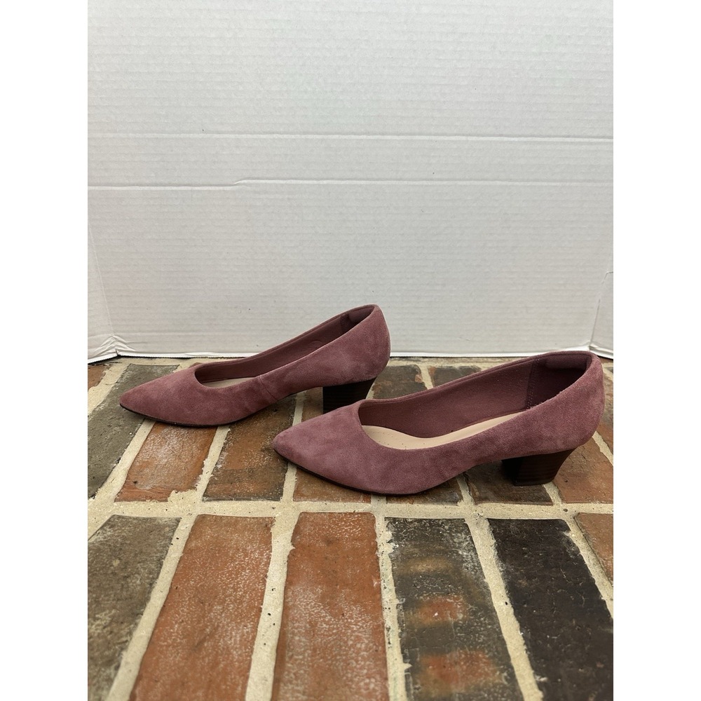 CLARKS TERESA STEP DARK ROSE PUMPS‎ SUEDE POINTED TOE PINK SHOES WOMEN'S 9.5 - Picture 5 of 7